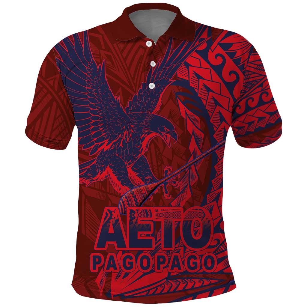 Samoa Pago Pago Aeto Polo Shirt Wingstyle Red-Blue Color - Polynesian Pride