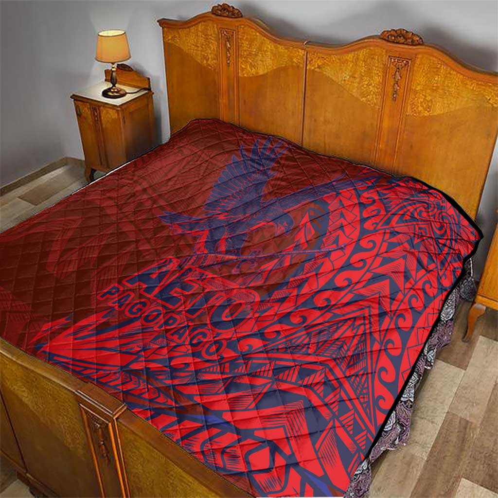 Samoa Pago Pago Aeto Quilt Wingstyle Red-Blue Color - Polynesian Pride