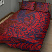 American Samoa Pago Pago Aeto Quilt Bed Set Wingstyle Red-Blue Color LT03 - Polynesian Pride