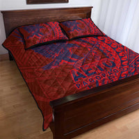 American Samoa Pago Pago Aeto Quilt Bed Set Wingstyle Red-Blue Color LT03 - Polynesian Pride
