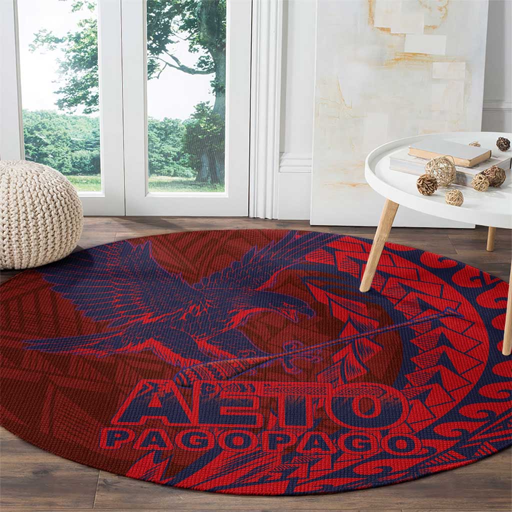 Samoa Pago Pago Aeto Round Carpet Wingstyle Red-Blue Color - Polynesian Pride