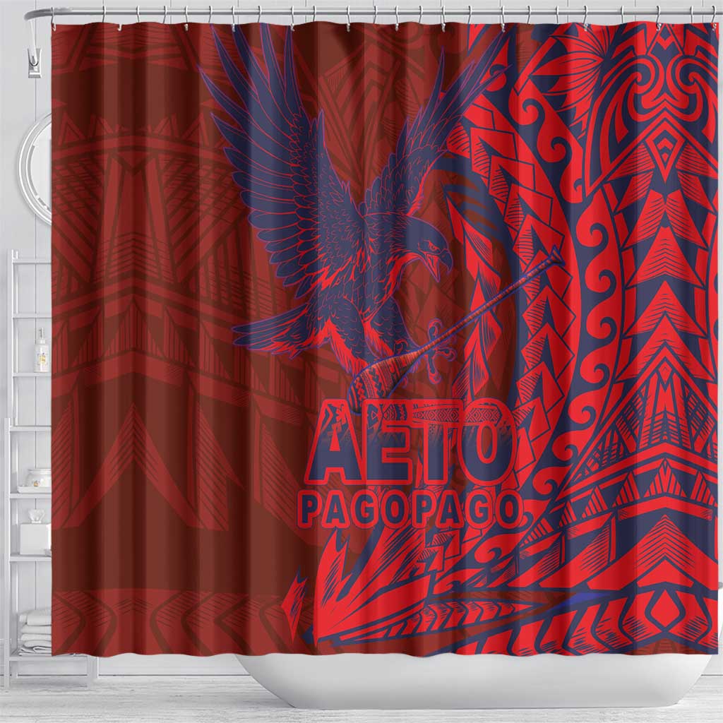 Samoa Pago Pago Aeto Shower Curtain Wingstyle Red-Blue Color - Polynesian Pride