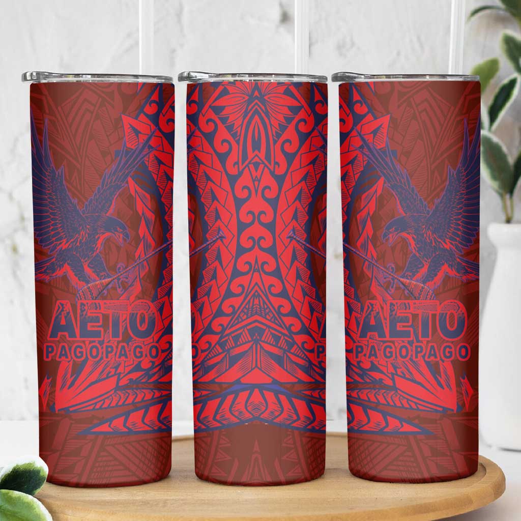 Samoa Pago Pago Aeto Skinny Tumbler Wingstyle Red-Blue Color - Polynesian Pride