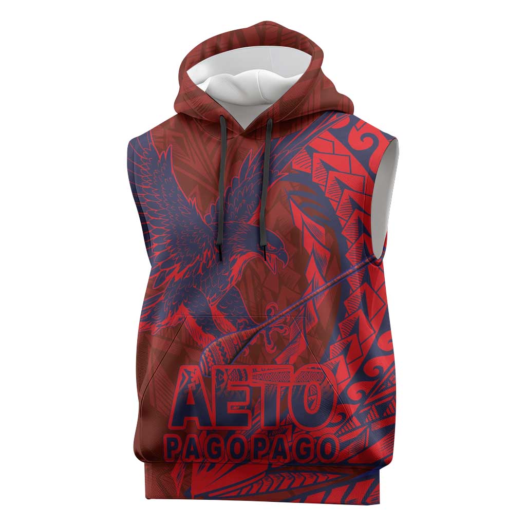 Samoa Pago Pago Aeto Sleeveless Hoodie Wingstyle Red-Blue Color - Polynesian Pride