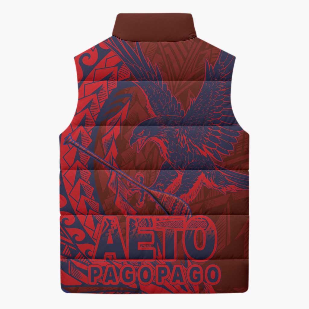Samoa Pago Pago Aeto Sleeveless Puffer Jacket Wingstyle Red-Blue Color - Polynesian Pride