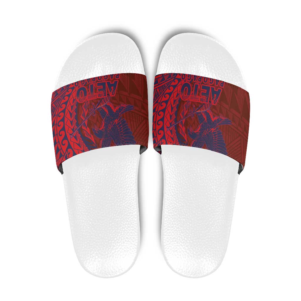 Samoa Pago Pago Aeto Slide Sandals Wingstyle Red-Blue Color - Polynesian Pride