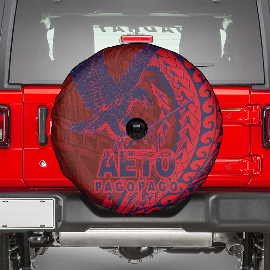 American Samoa Pago Pago Aeto Spare Tire Cover Wingstyle Red-Blue Color LT03 - Polynesian Pride