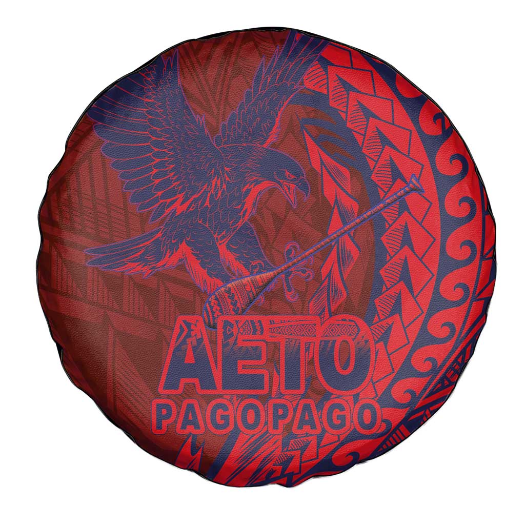 American Samoa Pago Pago Aeto Spare Tire Cover Wingstyle Red-Blue Color LT03 - Polynesian Pride