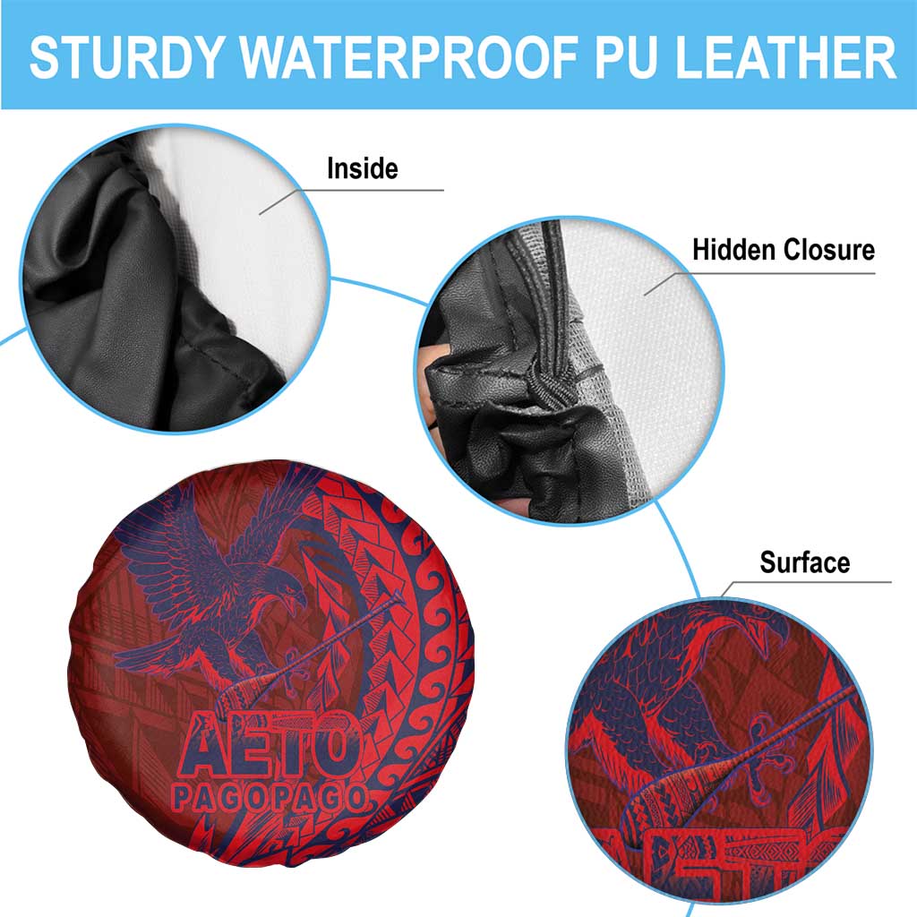 American Samoa Pago Pago Aeto Spare Tire Cover Wingstyle Red-Blue Color LT03 - Polynesian Pride