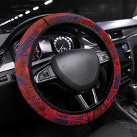 Samoa Pago Pago Aeto Steering Wheel Cover Wingstyle Red-Blue Color - Polynesian Pride