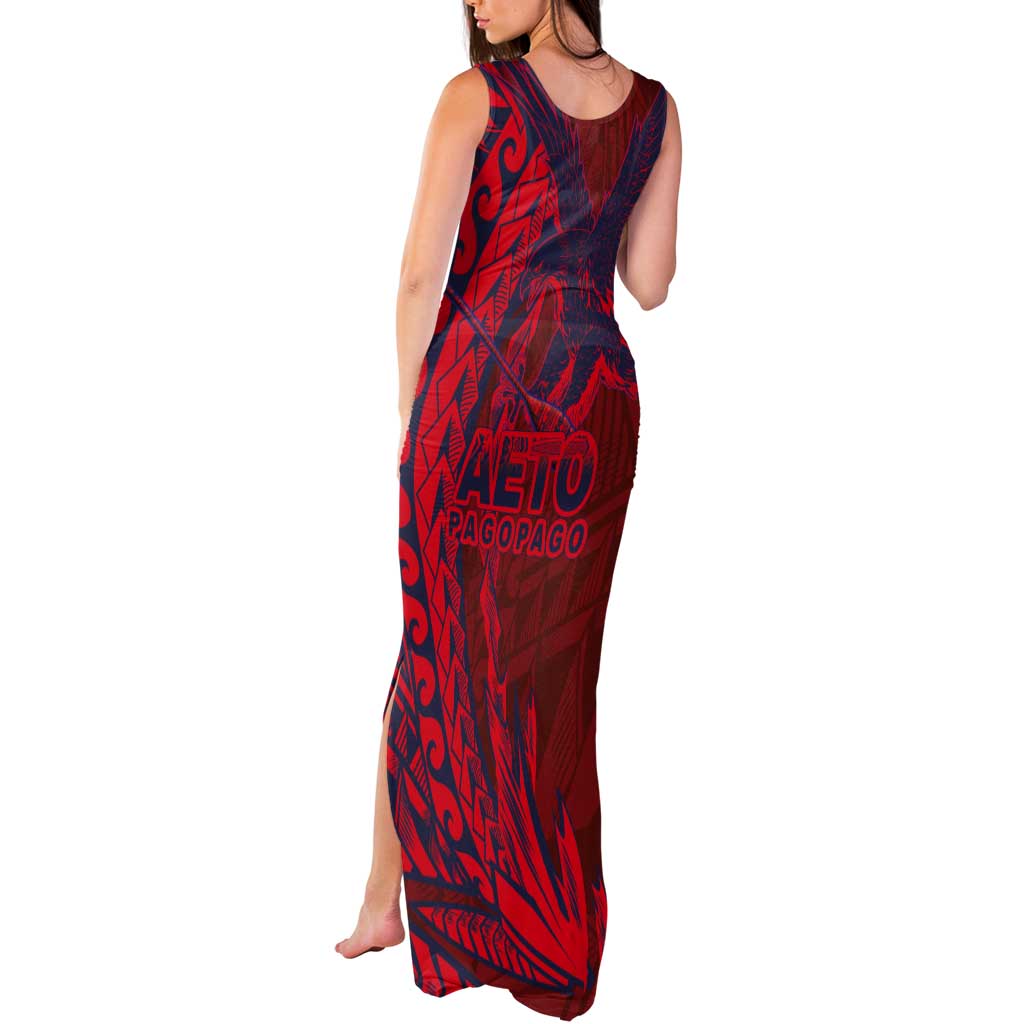 Samoa Pago Pago Aeto Tank Maxi Dress Wingstyle Red-Blue Color - Polynesian Pride