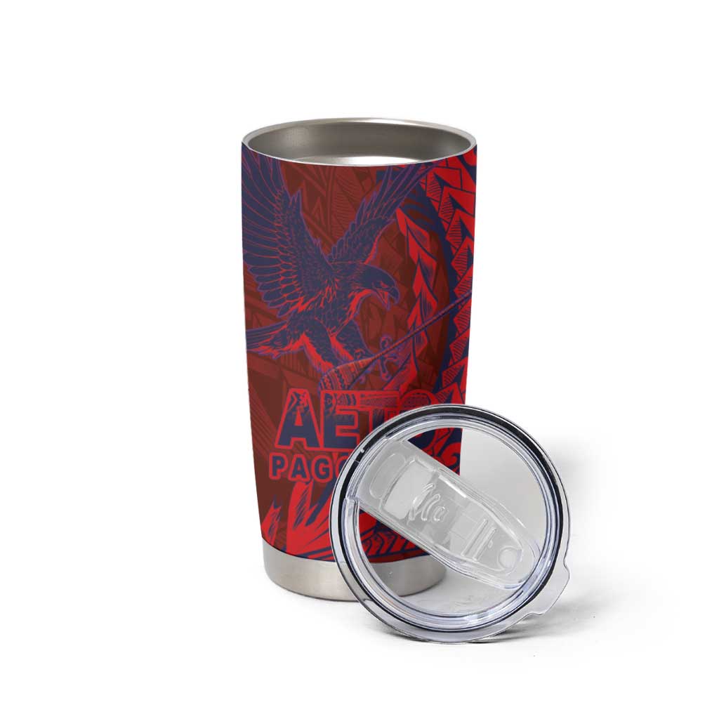Samoa Pago Pago Aeto Tumbler Cup Wingstyle Red-Blue Color - Polynesian Pride