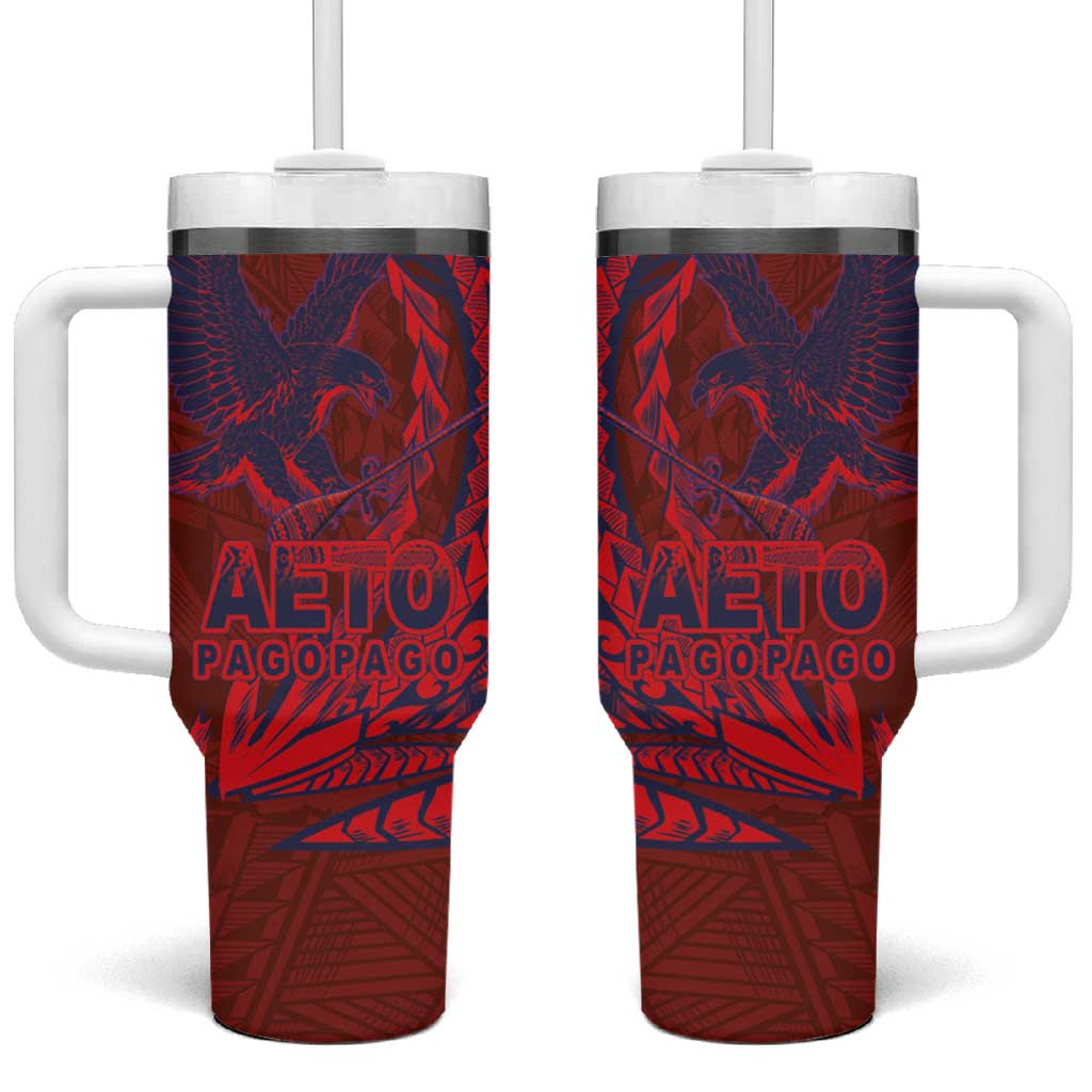 American Samoa Pago Pago Aeto Tumbler With Handle Wingstyle Red-Blue Color LT03 One Size: 40 oz Red - Polynesian Pride