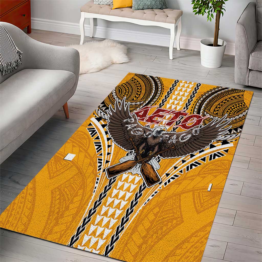 American Samoa Pago Pago Aeto Area Rug Bald Eagle with Polynesian Art Tattoos LT03 - Polynesian Pride