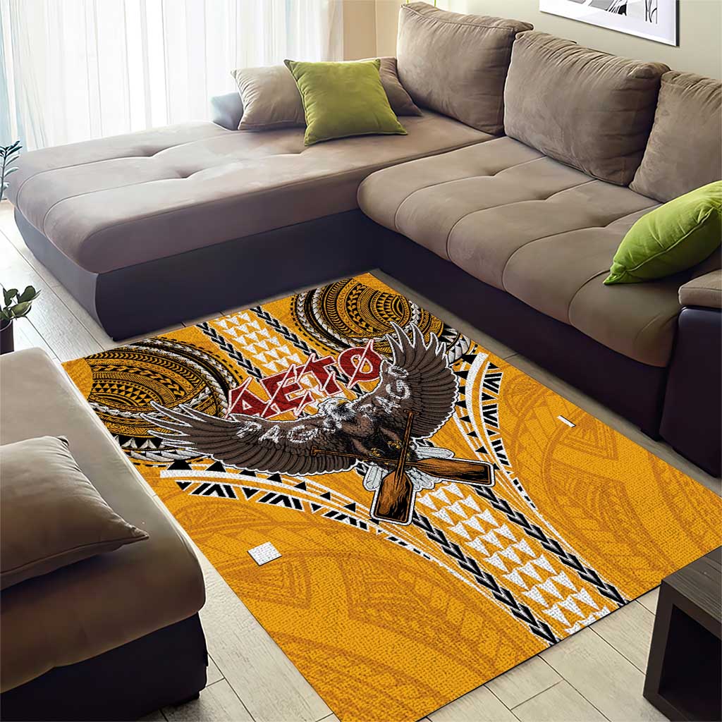 American Samoa Pago Pago Aeto Area Rug Bald Eagle with Polynesian Art Tattoos LT03 - Polynesian Pride