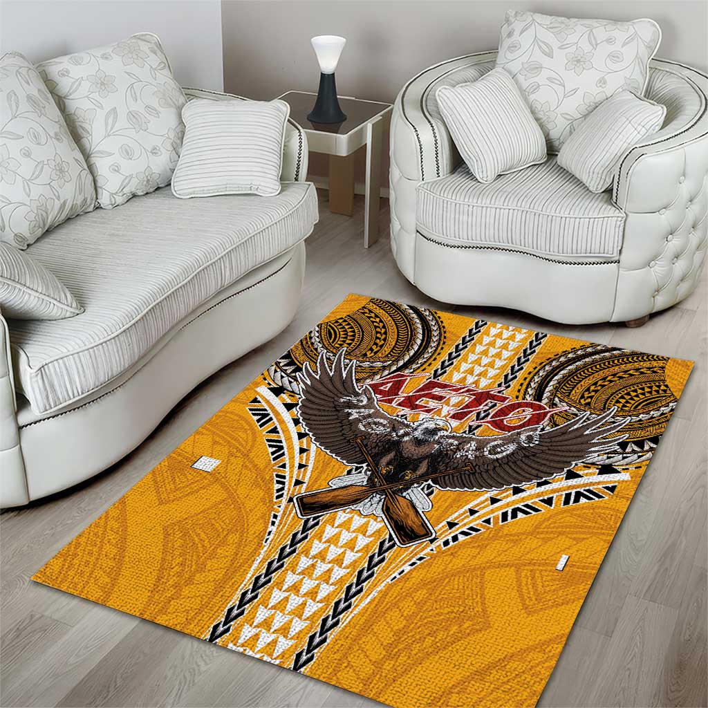 American Samoa Pago Pago Aeto Area Rug Bald Eagle with Polynesian Art Tattoos LT03 - Polynesian Pride
