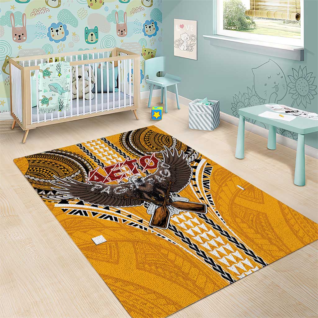 American Samoa Pago Pago Aeto Area Rug Bald Eagle with Polynesian Art Tattoos LT03 - Polynesian Pride