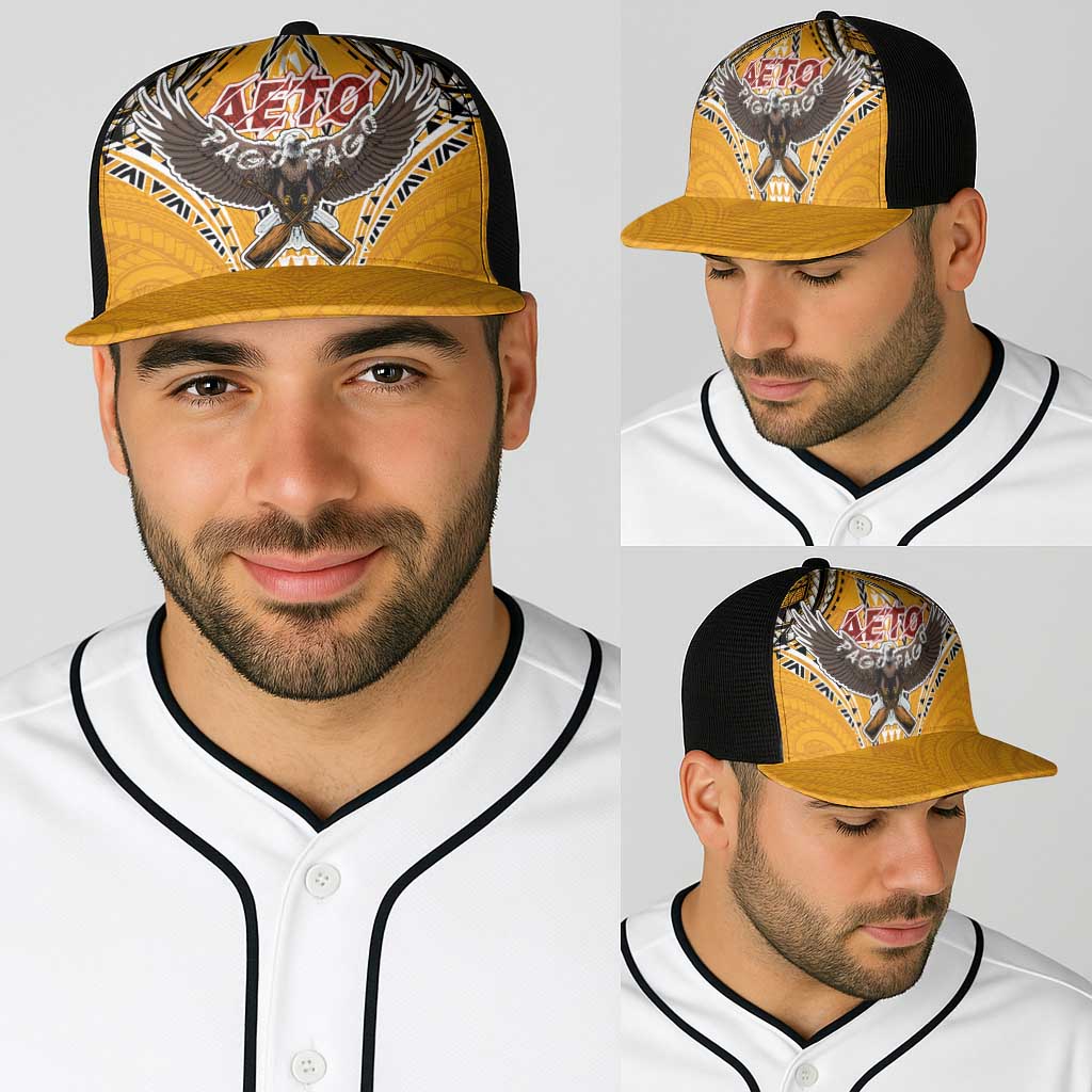 American Samoa Pago Pago Aeto Baseball Net Cap Bald Eagle with Polynesian Art Tattoos - Polynesian Pride