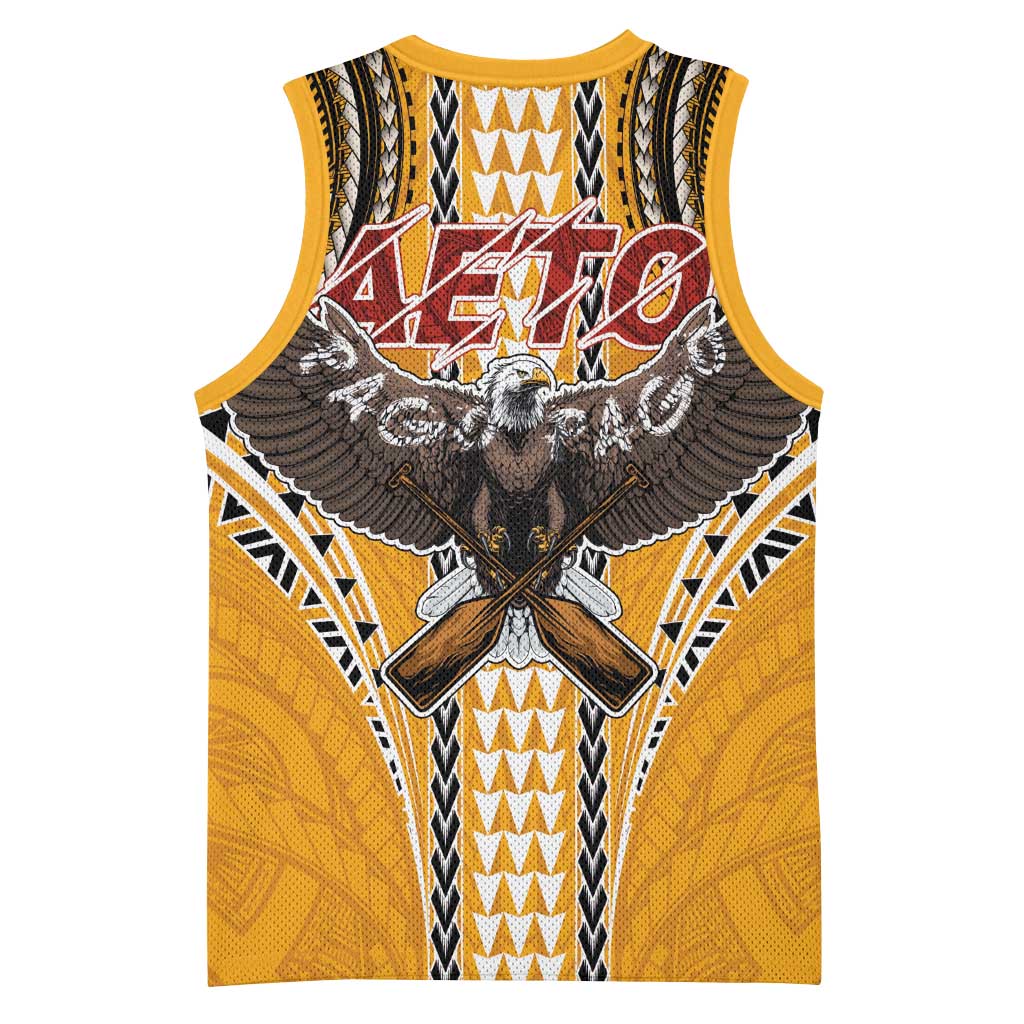 Samoa Pago Pago Aeto Basketball Jersey Bald Eagle with Polynesian Art Tattoos - Polynesian Pride