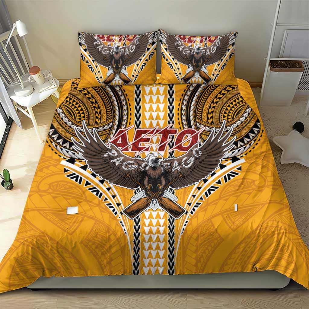 Samoa Pago Pago Aeto Bedding Set Bald Eagle with Polynesian Art Tattoos - Polynesian Pride