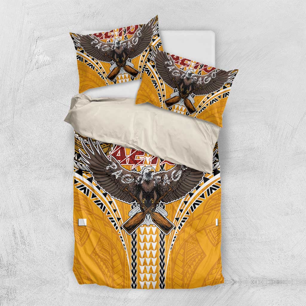 Samoa Pago Pago Aeto Bedding Set Bald Eagle with Polynesian Art Tattoos - Polynesian Pride