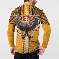 Samoa Pago Pago Aeto Button Sweatshirt Bald Eagle with Polynesian Art Tattoos - Polynesian Pride
