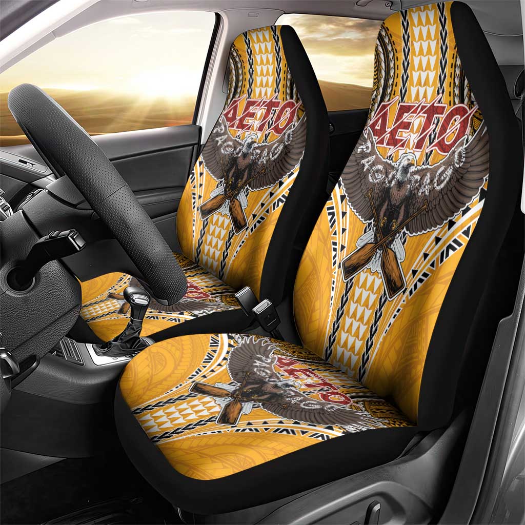 Samoa Pago Pago Aeto Car Seat Cover Bald Eagle with Polynesian Art Tattoos - Polynesian Pride