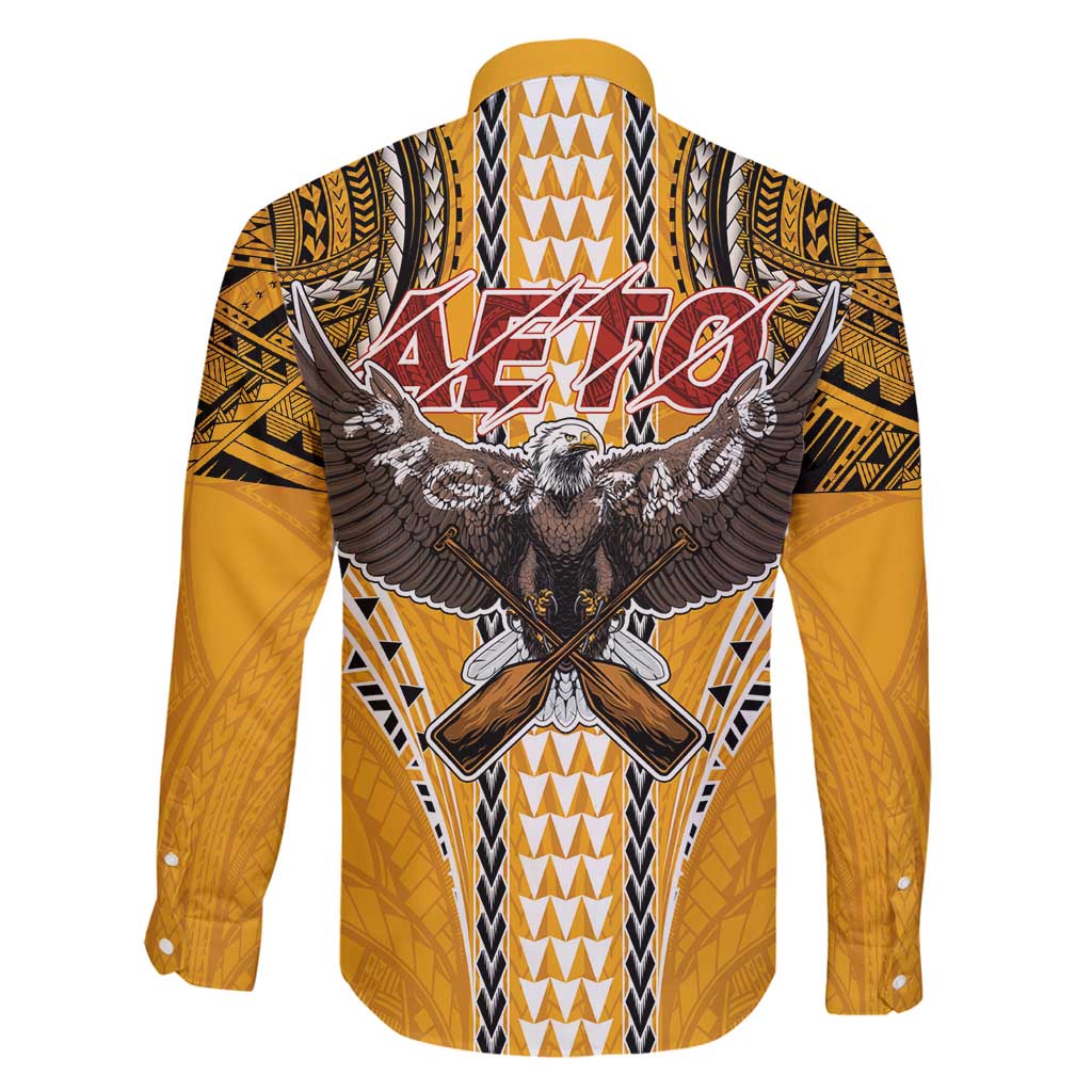 Samoa Pago Pago Aeto Family Matching Long Sleeve Bodycon Dress and Hawaiian Shirt Bald Eagle with Polynesian Art Tattoos - Polynesian Pride