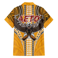 Samoa Pago Pago Aeto Family Matching Off The Shoulder Long Sleeve Dress and Hawaiian Shirt Bald Eagle with Polynesian Art Tattoos - Polynesian Pride