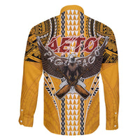 Samoa Pago Pago Aeto Family Matching Off The Shoulder Long Sleeve Dress and Hawaiian Shirt Bald Eagle with Polynesian Art Tattoos - Polynesian Pride
