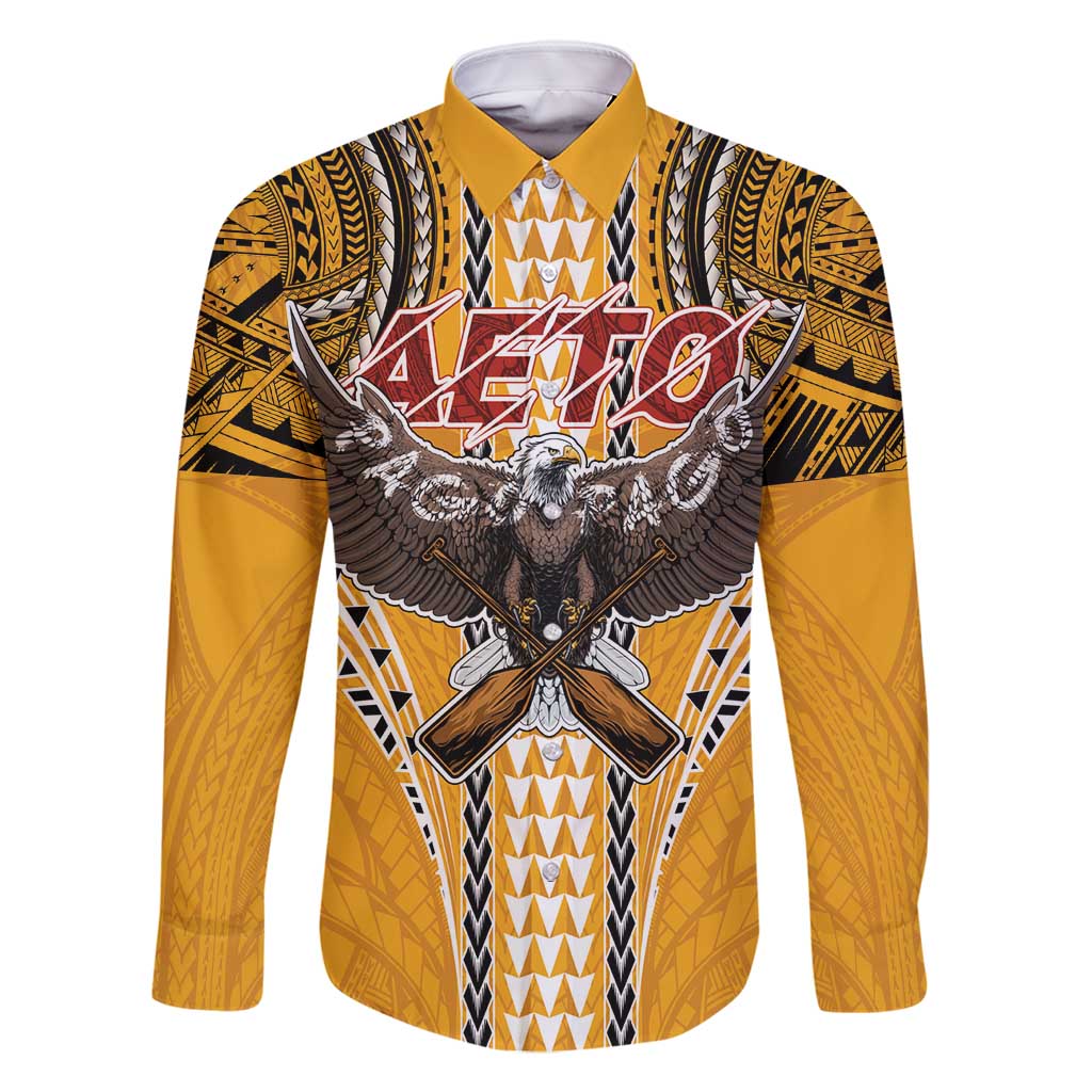 Samoa Pago Pago Aeto Family Matching Tank Maxi Dress and Hawaiian Shirt Bald Eagle with Polynesian Art Tattoos - Polynesian Pride