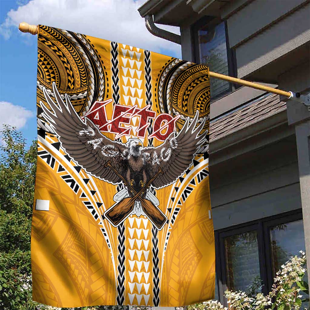 Samoa Pago Pago Aeto Garden Flag Bald Eagle with Polynesian Art Tattoos - Polynesian Pride