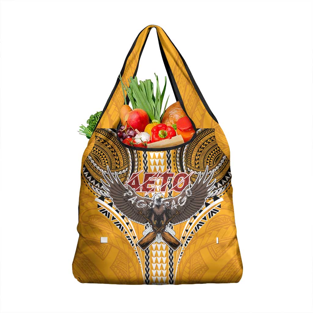 Samoa Pago Pago Aeto Grocery Bag Bald Eagle with Polynesian Art Tattoos - Polynesian Pride