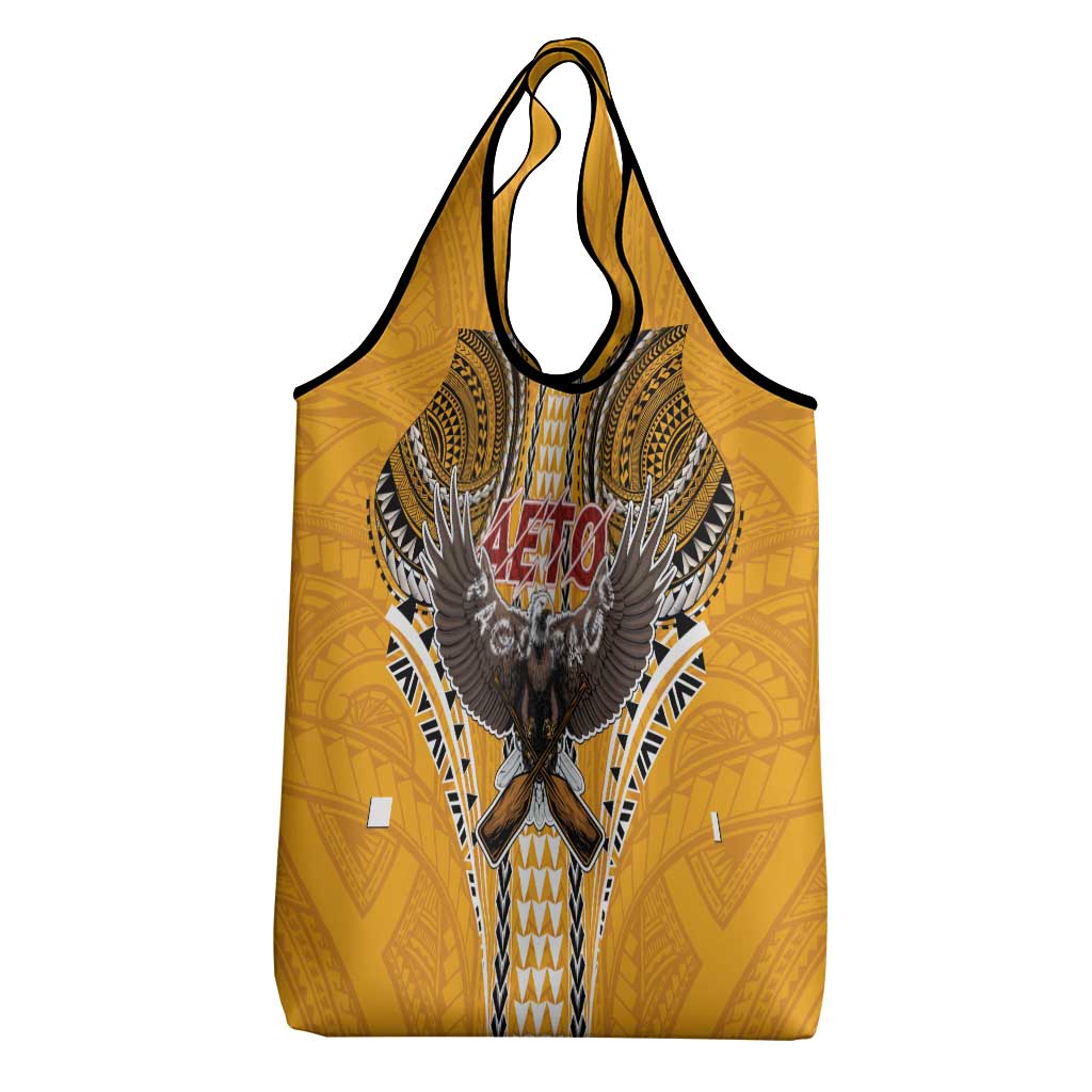 Samoa Pago Pago Aeto Grocery Bag Bald Eagle with Polynesian Art Tattoos - Polynesian Pride