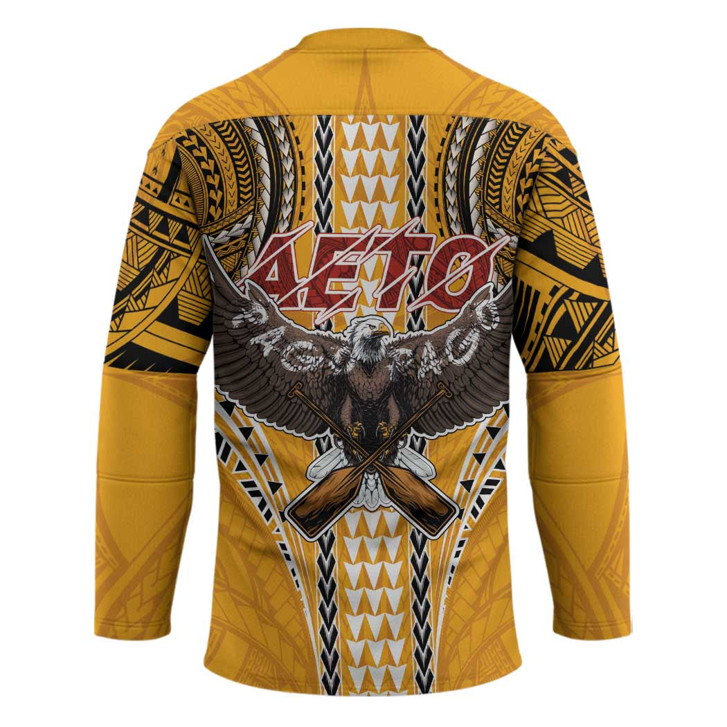 Samoa Pago Pago Aeto Hockey Jersey Bald Eagle with Polynesian Art Tattoos - Polynesian Pride