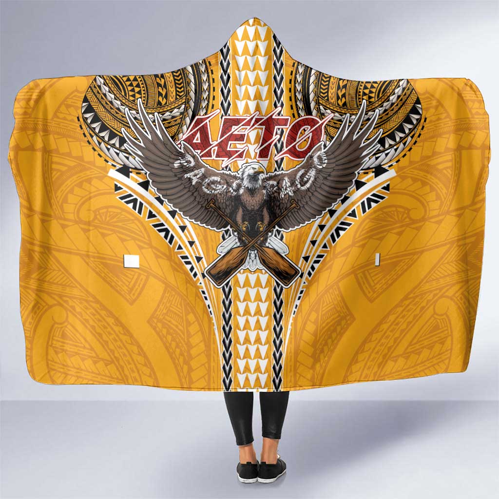 Samoa Pago Pago Aeto Hooded Blanket Bald Eagle with Polynesian Art Tattoos - Polynesian Pride