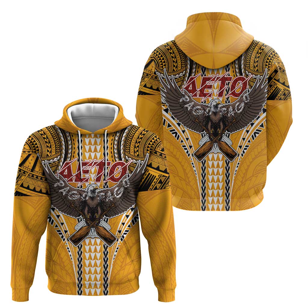 Samoa Pago Pago Aeto Hoodie Bald Eagle with Polynesian Art Tattoos - Polynesian Pride