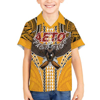 Samoa Pago Pago Aeto Kid Hawaiian Shirt Bald Eagle with Polynesian Art Tattoos - Polynesian Pride