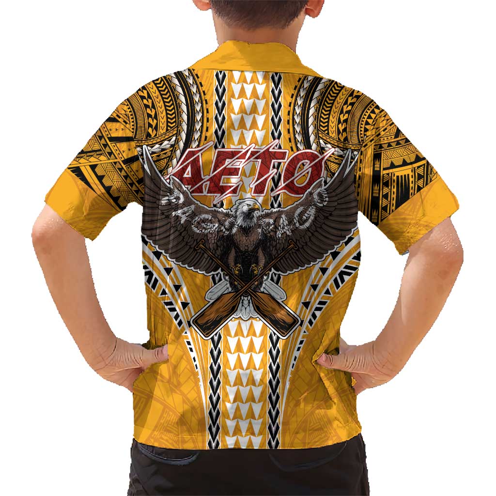 Samoa Pago Pago Aeto Kid Hawaiian Shirt Bald Eagle with Polynesian Art Tattoos - Polynesian Pride
