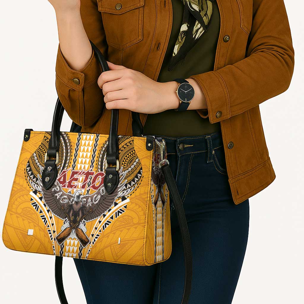 Samoa Pago Pago Aeto Leather Bag Bald Eagle with Polynesian Art Tattoos - Polynesian Pride