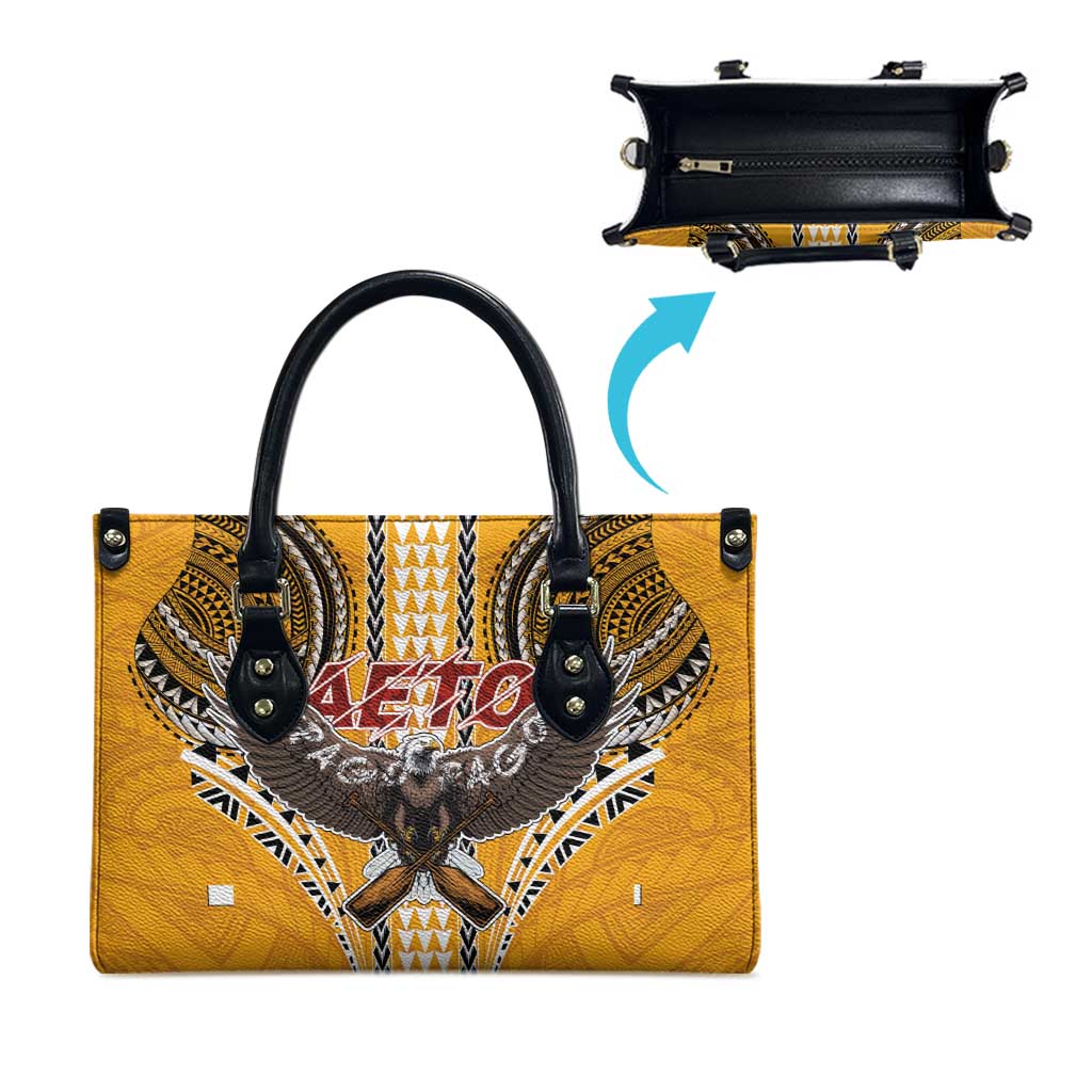Samoa Pago Pago Aeto Leather Bag Bald Eagle with Polynesian Art Tattoos - Polynesian Pride