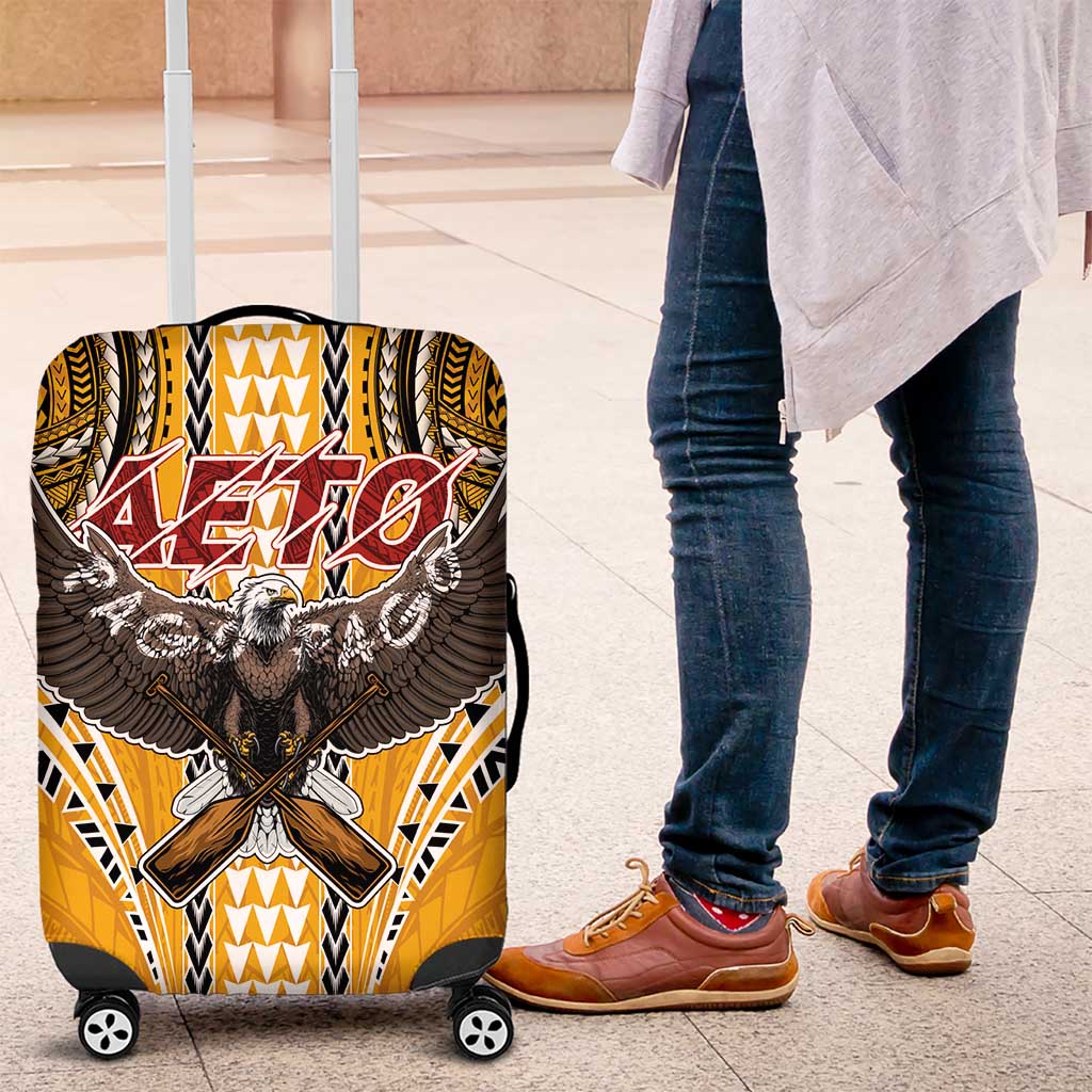 Samoa Pago Pago Aeto Luggage Cover Bald Eagle with Polynesian Art Tattoos - Polynesian Pride
