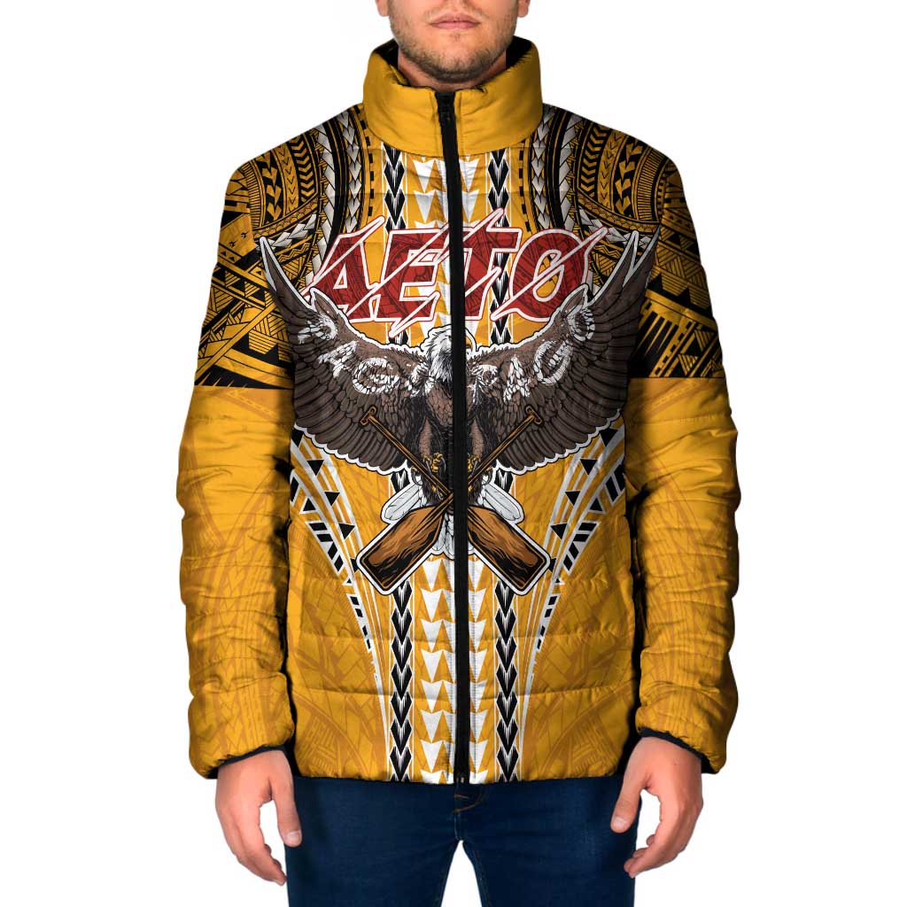 Samoa Pago Pago Aeto Padded Jacket Bald Eagle with Polynesian Art Tattoos - Polynesian Pride