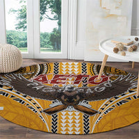 Samoa Pago Pago Aeto Round Carpet Bald Eagle with Polynesian Art Tattoos - Polynesian Pride