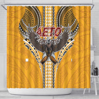 Samoa Pago Pago Aeto Shower Curtain Bald Eagle with Polynesian Art Tattoos - Polynesian Pride