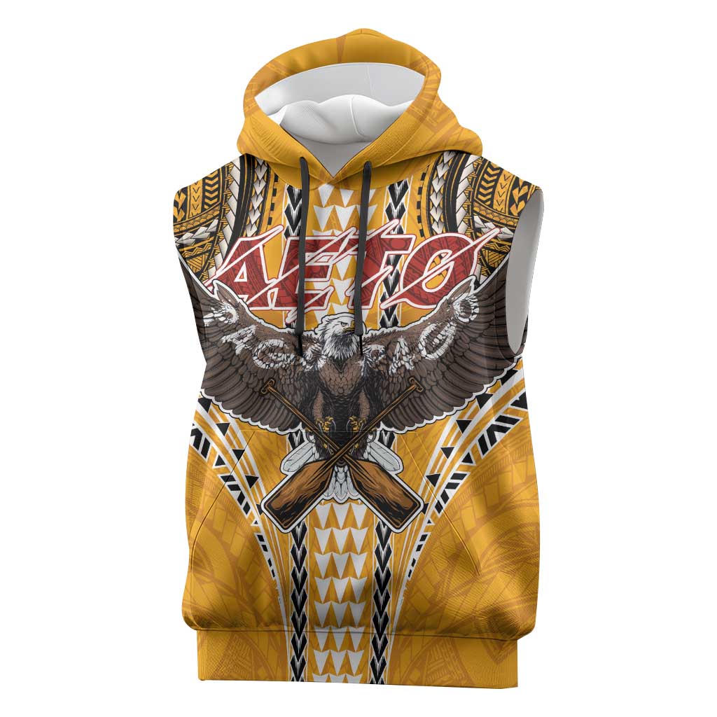 Samoa Pago Pago Aeto Sleeveless Hoodie Bald Eagle with Polynesian Art Tattoos - Polynesian Pride