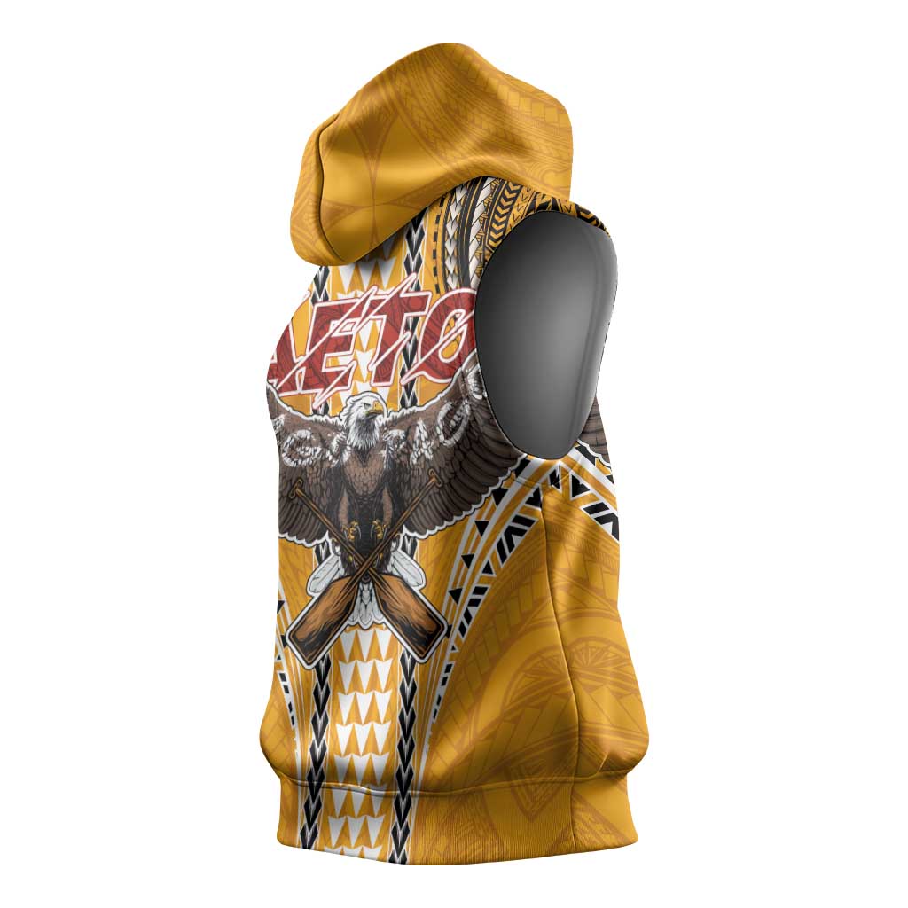 Samoa Pago Pago Aeto Sleeveless Hoodie Bald Eagle with Polynesian Art Tattoos - Polynesian Pride