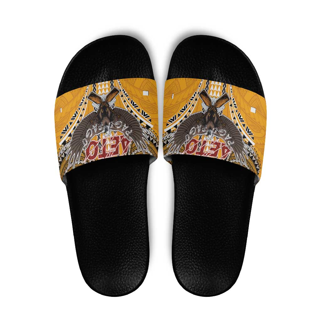 Samoa Pago Pago Aeto Slide Sandals Bald Eagle with Polynesian Art Tattoos - Polynesian Pride