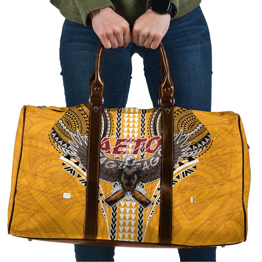 Samoa Pago Pago Aeto Travel Bag Bald Eagle with Polynesian Art Tattoos - Polynesian Pride