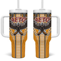 American Samoa Pago Pago Aeto Tumbler With Handle Bald Eagle with Polynesian Art Tattoos LT03 One Size: 40 oz Yellow - Polynesian Pride